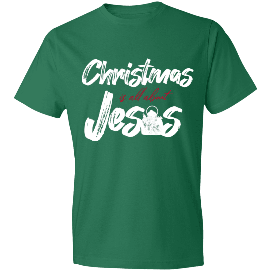 Designs by MyUtopia Shout Out:Christmas is All About Jesus - Lightweight T-Shirt,Kelly Green / S,Adult Unisex T-Shirt