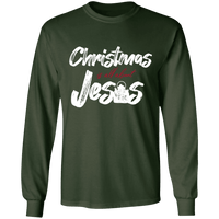 Load image into Gallery viewer, Designs by MyUtopia Shout Out:Christmas is All About Jesus - Ultra Cotton Long Sleeve T-Shirt,Forest Green / S,Long Sleeve T-Shirts
