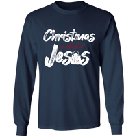 Load image into Gallery viewer, Designs by MyUtopia Shout Out:Christmas is All About Jesus - Ultra Cotton Long Sleeve T-Shirt,Navy / S,Long Sleeve T-Shirts
