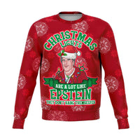 Load image into Gallery viewer, Designs by MyUtopia Shout Out:Christmas Lights are Like Epstein, They Don&#39;t Hang Themselves - 3D Ugly Christmas Holiday Fashion Sweatshirt,XS / Red,Fashion Sweatshirt - AOP
