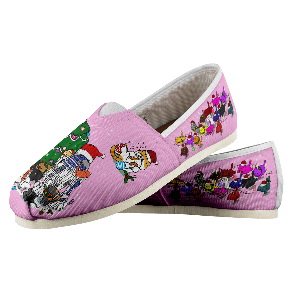 Designs by MyUtopia Shout Out:Christmas Nekos Casual Shoe TL,Womens / US4.5,Slip on Flats