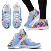 Load image into Gallery viewer, Designs by MyUtopia Shout Out:Christmas Nekos Chasing Droids Ladies Running Shoes,Blue / Ladies US5 (EU35),Running Shoes
