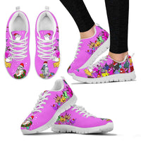 Load image into Gallery viewer, Designs by MyUtopia Shout Out:Christmas Nekos Chasing Droids Ladies Running Shoes,Purple / Ladies US5 (EU35),Running Shoes
