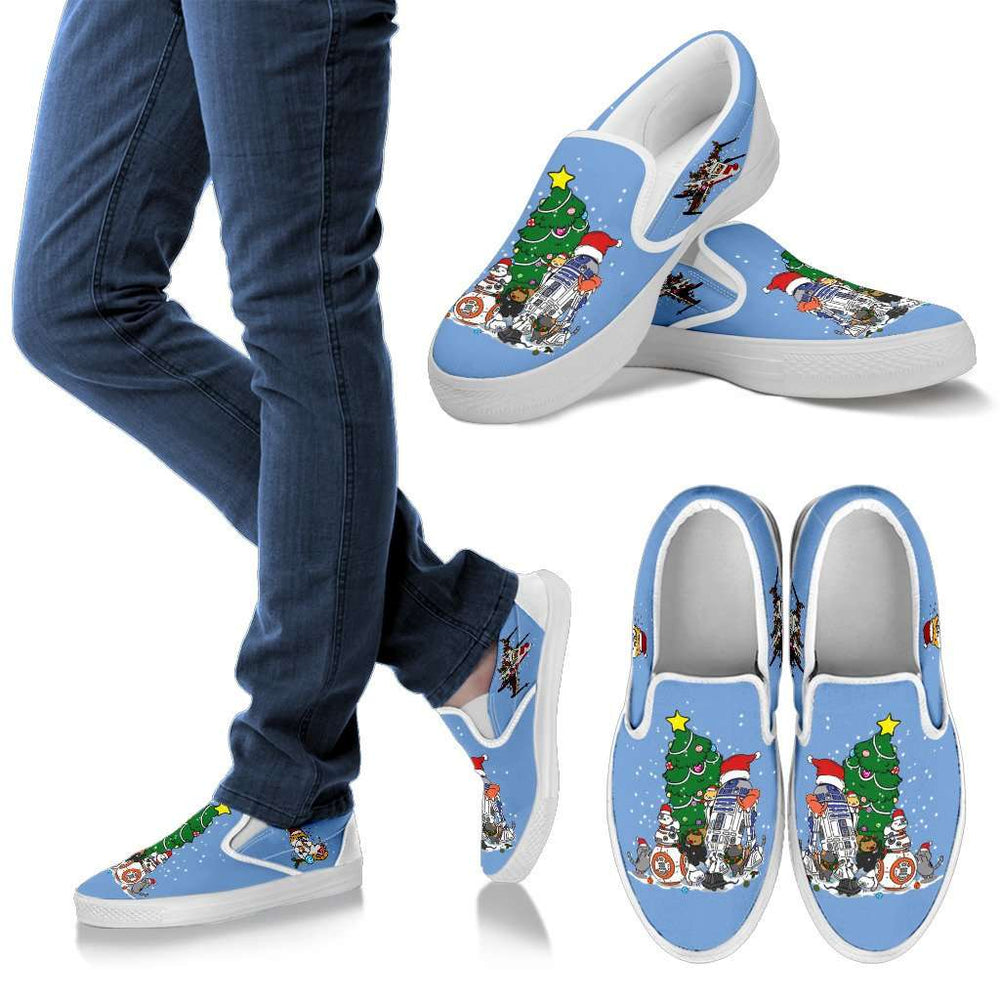 Designs by MyUtopia Shout Out:Christmas Nekos Slip-Ons - blue