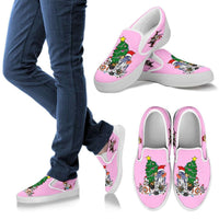 Load image into Gallery viewer, Designs by MyUtopia Shout Out:Christmas Nekos Slip-Ons - pink
