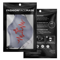 Load image into Gallery viewer, Designs by MyUtopia Shout Out:Christ&#39;s Cross in My Heart Beat Fitted Fabric Face Mask with Adjustable Ear Loops and filter pocket
