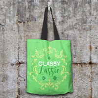 Load image into Gallery viewer, Designs by MyUtopia Shout Out:Classy Lassie Fabric Totebag Reusable Shopping Tote,Pastel Green,Reusable Fabric Shopping Tote Bag
