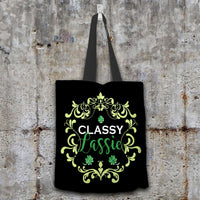 Load image into Gallery viewer, Designs by MyUtopia Shout Out:Classy Lassie Fabric Totebag Reusable Shopping Tote,Black,Reusable Fabric Shopping Tote Bag
