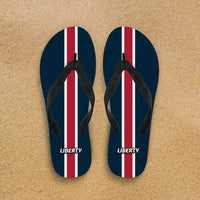 Load image into Gallery viewer, Designs by MyUtopia Shout Out:Collector Flip Flops Liberty,Men&#39;s / Men&#39;s Small (US 7-8 /EU 40-42) / Blue/Red,Flip Flops
