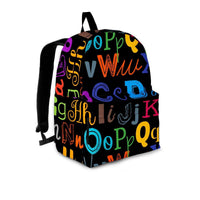 Load image into Gallery viewer, Designs by MyUtopia Shout Out:Colorful Alphabet Grade School Teacher Backpack,Large (18 x 14 x 8 inches) / Adult (Ages 13+) / Black/Multi,Backpacks
