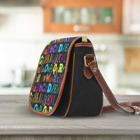 Load image into Gallery viewer, Designs by MyUtopia Shout Out:Colorful Alphabet Grade School Teacher Canvas Saddlebag Style Crossbody Purse
