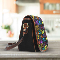 Load image into Gallery viewer, Designs by MyUtopia Shout Out:Colorful Alphabet Grade School Teacher Canvas Saddlebag Style Crossbody Purse
