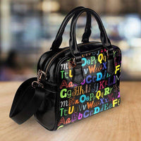 Load image into Gallery viewer, Designs by MyUtopia Shout Out:Colorful Alphabet Grade School Teacher Faux Leather Handbag with Shoulder Strap

