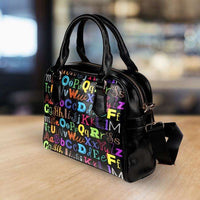 Load image into Gallery viewer, Designs by MyUtopia Shout Out:Colorful Alphabet Grade School Teacher Faux Leather Handbag with Shoulder Strap
