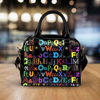 Load image into Gallery viewer, Designs by MyUtopia Shout Out:Colorful Alphabet Grade School Teacher Faux Leather Handbag with Shoulder Strap
