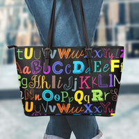 Load image into Gallery viewer, Designs by MyUtopia Shout Out:Colorful Alphabet Grade School Teacher Faux Leather Totebag Purse,Large (11 x 17 x 6) / Multicolor,tote bag purse
