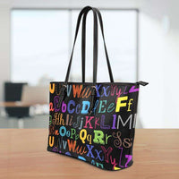 Load image into Gallery viewer, Designs by MyUtopia Shout Out:Colorful Alphabet Grade School Teacher Faux Leather Totebag Purse

