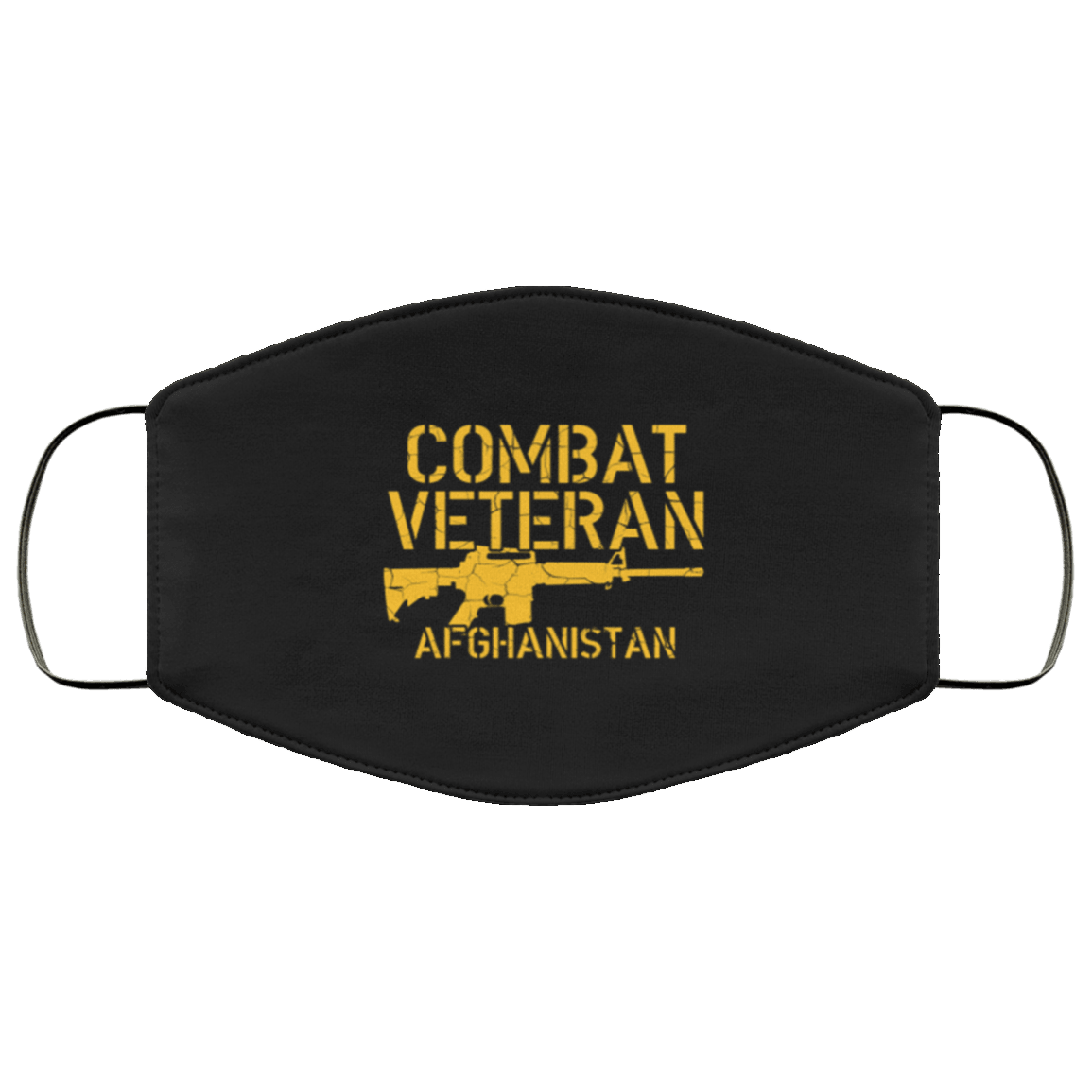Designs by MyUtopia Shout Out:Combat Veteran Afghanistan Adult Fabric Face Mask with Elastic Ear Loops,3 Layer Fabric Face Mask / Black / Adult,Fabric Face Mask