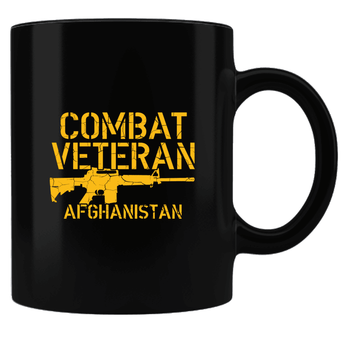 Designs by MyUtopia Shout Out:Combat Veteran Afghanistan Black Ceramic Coffee Mug,Black,Ceramic Coffee Mug