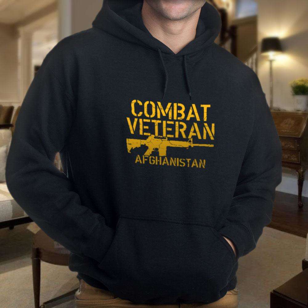 Designs by MyUtopia Shout Out:Combat Veteran Afghanistan Core Fleece Pullover Hoodie