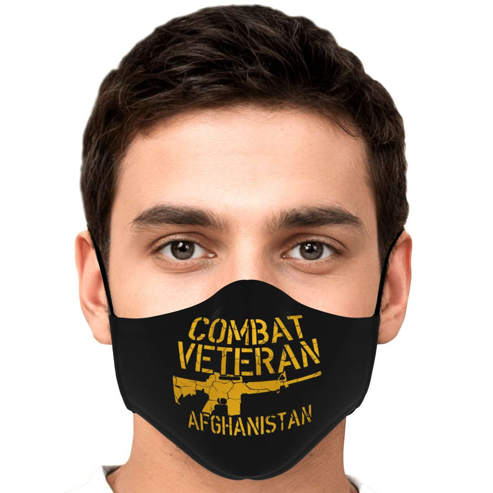 Designs by MyUtopia Shout Out:Combat Veteran Afghanistan Fitted Face Mask with Adjustable Ear Loops,Adult / Single / No filters,Fabric Face Mask