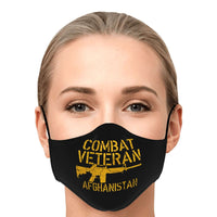 Load image into Gallery viewer, Designs by MyUtopia Shout Out:Combat Veteran Afghanistan Fitted Face Mask with Adjustable Ear Loops
