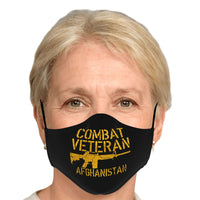 Load image into Gallery viewer, Designs by MyUtopia Shout Out:Combat Veteran Afghanistan Fitted Face Mask with Adjustable Ear Loops
