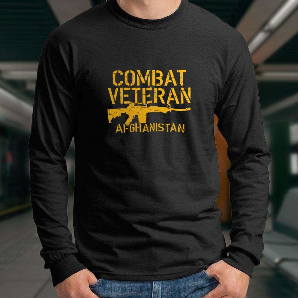 Designs by MyUtopia Shout Out:Combat Veteran Afghanistan Long Sleeve Ultra Cotton T-Shirt