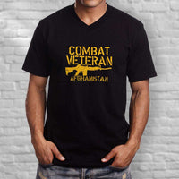 Load image into Gallery viewer, Designs by MyUtopia Shout Out:Combat Veteran Afghanistan Men&#39;s Printed V-Neck T-Shirt
