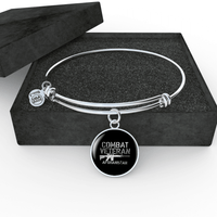 Load image into Gallery viewer, Designs by MyUtopia Shout Out:Combat Veteran Afghanistan Personalized Engravable Keepsake Bangle Bracelet,Silver / No,Wire Bracelet
