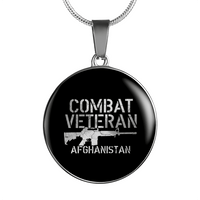 Load image into Gallery viewer, Designs by MyUtopia Shout Out:Combat Veteran Afghanistan Personalized Engravable Keepsake Necklace,Silver / No,Necklace
