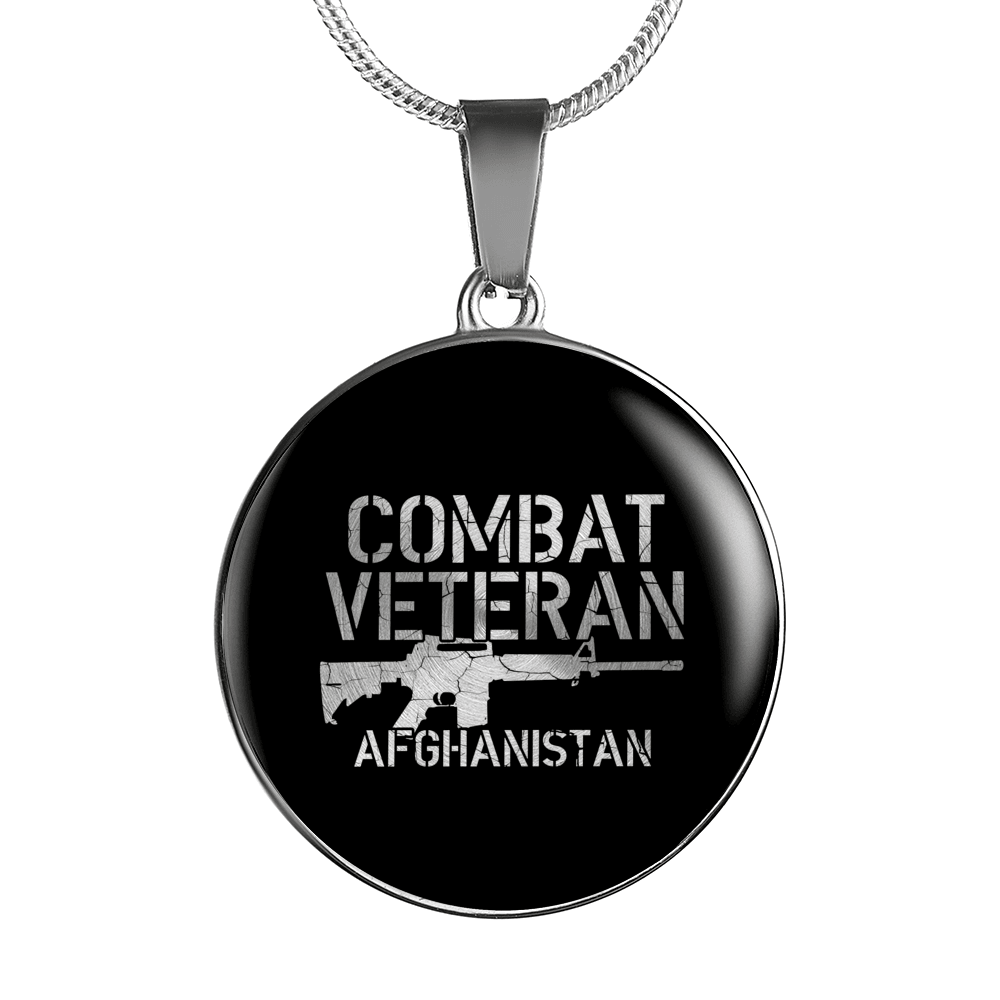 Designs by MyUtopia Shout Out:Combat Veteran Afghanistan Personalized Engravable Keepsake Necklace,Silver / No,Necklace
