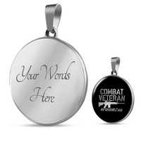 Load image into Gallery viewer, Designs by MyUtopia Shout Out:Combat Veteran Afghanistan Personalized Engravable Keepsake Necklace,Silver / Yes,Necklace
