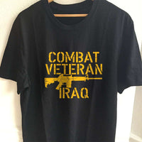 Load image into Gallery viewer, Designs by MyUtopia Shout Out:Combat Veteran Iraq Adult Unisex T-Shirt,S / Black,Adult Unisex T-Shirt

