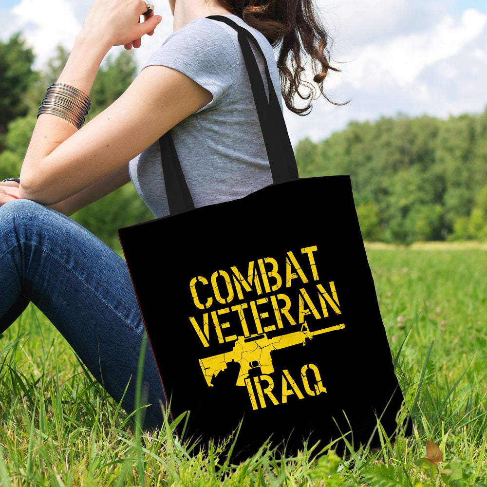 Designs by MyUtopia Shout Out:Combat Veteran Iraq Fabric Totebag Reusable Shopping Tote