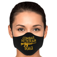 Load image into Gallery viewer, Designs by MyUtopia Shout Out:Combat Veteran Iraq Fitted Face Mask Adjustable Ear Loops

