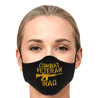 Load image into Gallery viewer, Designs by MyUtopia Shout Out:Combat Veteran Iraq Fitted Face Mask Adjustable Ear Loops

