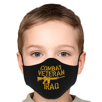 Load image into Gallery viewer, Designs by MyUtopia Shout Out:Combat Veteran Iraq Fitted Face Mask Adjustable Ear Loops
