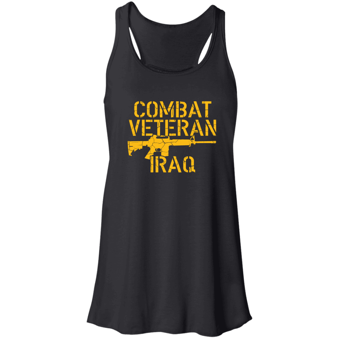 Designs by MyUtopia Shout Out:Combat Veteran Iraq Flowy Racerback Tank,X-Small / Black,Tank Tops
