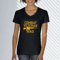 Load image into Gallery viewer, Designs by MyUtopia Shout Out:Combat Veteran Iraq Ladies&#39; V-Neck T-Shirt
