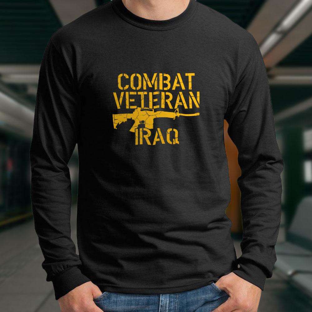 Designs by MyUtopia Shout Out:Combat Veteran Iraq Long Sleeve Ultra Cotton T-Shirt