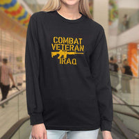 Load image into Gallery viewer, Designs by MyUtopia Shout Out:Combat Veteran Iraq Long Sleeve Ultra Cotton T-Shirt
