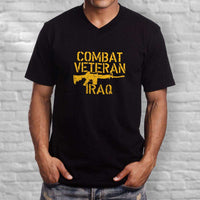 Load image into Gallery viewer, Designs by MyUtopia Shout Out:Combat Veteran Iraq Men&#39;s Printed V-Neck T-Shirt
