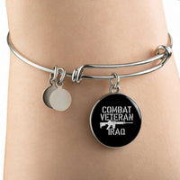 Load image into Gallery viewer, Designs by MyUtopia Shout Out:Combat Veteran Iraq Personalized Engravable Keepsake Bangle Bracelet
