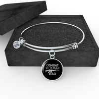 Load image into Gallery viewer, Designs by MyUtopia Shout Out:Combat Veteran Iraq Personalized Engravable Keepsake Bangle Bracelet,Silver / No,Wire Bracelet
