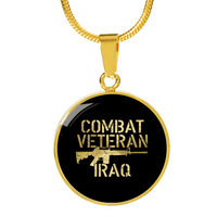 Load image into Gallery viewer, Designs by MyUtopia Shout Out:Combat Veteran Iraq Personalized Engravable Keepsake Necklace,Gold / No,Necklace
