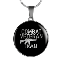 Load image into Gallery viewer, Designs by MyUtopia Shout Out:Combat Veteran Iraq Personalized Engravable Keepsake Necklace,Silver / No,Necklace
