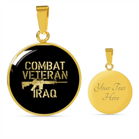 Load image into Gallery viewer, Designs by MyUtopia Shout Out:Combat Veteran Iraq Personalized Engravable Keepsake Necklace,Gold / Yes,Necklace
