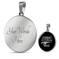 Load image into Gallery viewer, Designs by MyUtopia Shout Out:Combat Veteran Iraq Personalized Engravable Keepsake Necklace,Silver / Yes,Necklace
