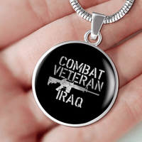 Load image into Gallery viewer, Designs by MyUtopia Shout Out:Combat Veteran Iraq Personalized Engravable Keepsake Necklace

